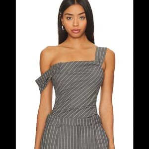 NWOT Revolve House of Harlow 1960 Marichelle in Grey Lurex Stripes